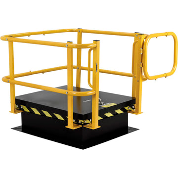 Telescopic Safety Railing with Magnetic Swing Gate Door by Global Industrial – Galvanized Steel, Yellow, Model 713159