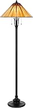 Cal Lighting BO-3105FL 60W X 2 Metal and Resin Tiffany Floor Lamp with Pull Chains, Dark Bronze