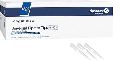 Dynarex LabChoice Universal Pipette Tips - Filter Pipette Tips, 10-100 µl, Sterilizable, Clear - 96 Tips/Rack, 10 Racks/Box, 5 Boxes/Case, 4800 Count