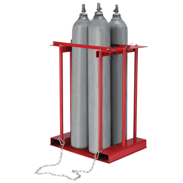 Stationary Forkliftable Cylinder Storage Caddy with by Global Industrial – 34 inches (W) x 23 inches (D) x 41 inches (H), Alloy Steel, Red, Model 270217