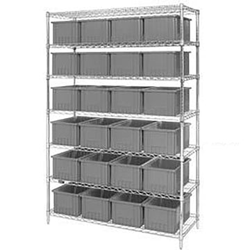 Wire Shelving With (24) 6"H Grid Container Blue by Global Industrial – Model 269021GY