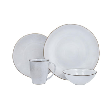 Nosse with Bordo Stoneware 16 Piece Dinnerware Set by Fortessa – Service for 4, Stoneware, Stone, Pack of 16, Model 16PPS.BORDO.ST