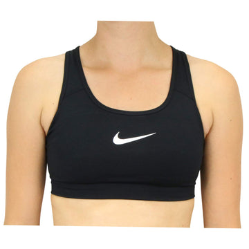 Women's Medium Support Swoosh Training Bra (Black by Nike – Medium, Polyester Blend, Black/White, Model 842398-010