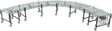 Global Industrial 24"W Powered Flexible Roller Conveyor, Steel, 9' to 19'L