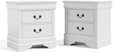 Furniture of America Arabella Wood White 2-Drawer Nightstands (Set of 2)