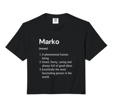 Marko Name Definition Dictionary Comfort Colors Crop Top by Marko Birthday Name Definition Funny – Cotton, Beige