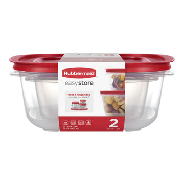 7.81- and 14.66-Cup EasyStore Square Containers by Rubbermaid – 4-Piece, 22.47 cups, Red, Model 2210144