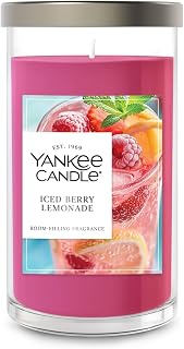 Yankee Candle Medium Pillar Scented Candle with up to 115 Hour Burn Time, Premium Plant Wax Blend for Consistent Burn, 14.25 oz Pillar Candle with Room Filling Fragrance, Iced Berry Lemonade
