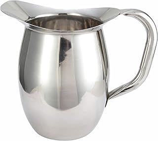 Winco WPB-3 Deluxe Bell Pitcher, 3-Quart, Stainless Steel | Smooth-pour spout, Restaurant service, Great for Water, Iced Tea, Lemonade and Juice
