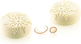 Silikomart Neve110 Silicone Mold with 6 Round-with-Snowflake Cavities 2.75 Inch Diameter x 1.20 Inch High