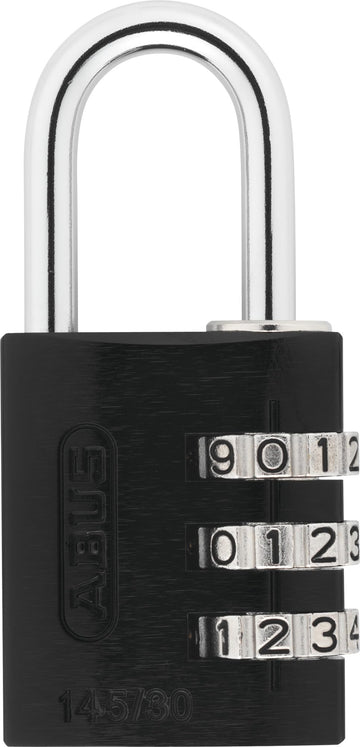Combination Lock 145/30 Black - Luggage Lock by ABUS – 30 mm, Alluminio, Black, Model 34601