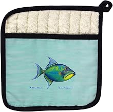 Betsy Drake PT114C Triggerfish on Aqua Pot Holder