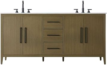 Elegant Kitchen and Bath 72" Double Bathroom Vanity in Chestnut Brown