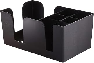 American METALCRAFT, Inc. BAR6 Plastic Bar Organizer with 6 Compartments, 9.5" L x 5.75" W, Black