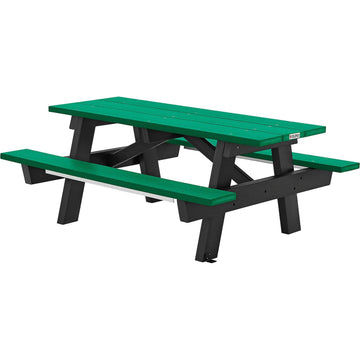 Outdoor 6' A-Frame Rectangular Picnic Table by Global Industrial – Recycled Plastic, Green, Model 271667GN