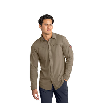 Men's Snap Front Jersey Long Sleeve Work Shirt by Red Kap – Cotton, Fallen Rock, Model S5K3FR RG 3XL
