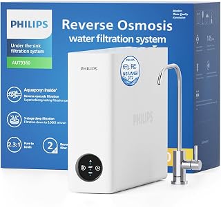PHILIPS Tankless Reverse Osmosis System, 600 GPD, Self-Cleaning RO System | 2.3:1 Pure to Drain, Under Sink RO Water Filtration System, Reduces TDS & Lead, NSF/ANSI 372 Certified, AUT9360