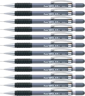 Pentel Hi-Graph Pack of 12 Mechanical Pencils 0.5 mm with Fixed Barrel 4 mm Grey Body