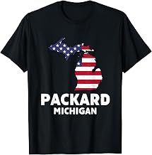 Distressed Patriotic USA Flag Packard, Michigan T-Shirt