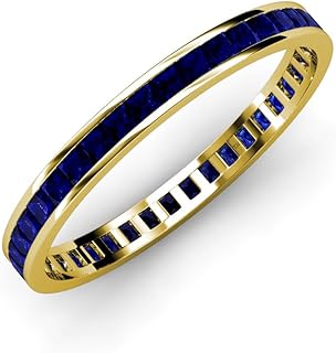 Blue Sapphire Princess Cut Channel Set Eternity Band 1.62 ctw-1.91 ctw 14K Yellow Gold