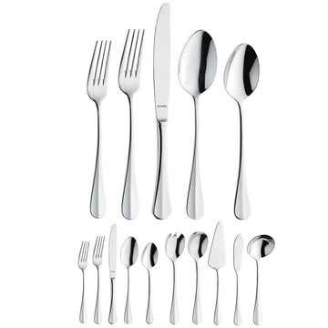 Baguette Flatware Set - Silver by Amefa – 3.35" H x 9.84" L x 4.5" W, Stainless Steel, Baguette, Pack of 45, Model 844000MBUSE42