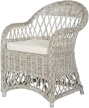 White Wicker Club Chair, Comfortable Rattan Frame, Cotton Fabric, Durable Pu Foam Filling, Elegant Outdoor Seating for Patio and Lounge