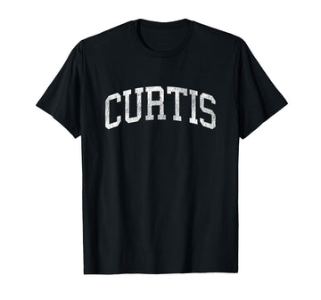 Curtis Nebraska NE Vintage Athletic Sports Design T-Shirt by Curtis Nebraska T-Shirts & Sweatshirts – Polyester, Black, Model RRNA93E4D7B