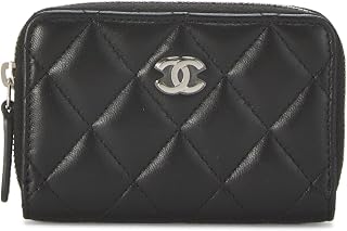 Chanel, Pre-loved Black Lambskin Zip Around Coin Purse, Black