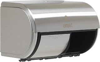 Compact 2-Roll Side-by-Side Coreless High-Capacity Toilet Paper Dispenser by GP PRO (Georgia-Pacific), Stainless, 56798, 10.120" W x 6.750" D x 7.120" H, Stainless Steel