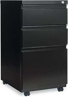 Alera PBBBFBL Three-Drawer Metal Pedestal File with Full-Length Pull, 14 7/8w x 19 1/8d, Black