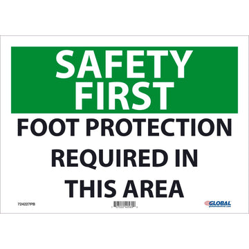 Safety First Foot Protection Required 10x by Global Industrial – 10x14, Pressure Sensitive Vinyl, Model GLOSF163PB