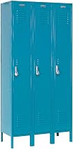 GLOBAL INDUSTRIAL Single Tier Locker, 12x18x60, 3 Door, Ready To Assemble, Blue