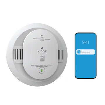 Smart Smoke & CO Detector with Ring by Kidde – 5 Inches, Plastic, White, Model RGCUDR-RW