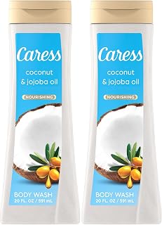 Caress Body Wash, Nourishing Coconut & Jojoba Oil 2-Pack – Bath & Shower Essentials for Soft, Smooth Skin, 20 Oz Ea