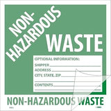 National Marker Self-Laminating Labels, Non-Hazardous Waste, 6X6, Ps Vinyl, Bx100