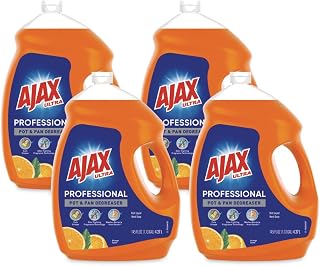 Ajax Ultra Professional Liquid Dish Soap Refill, Orange Scent, 145 fl oz | 4x Grease and Stain Fighting, Dish Detergent, Gentle on Hands, Stuck-On Food Remover, Dishwashing Liquid, Easy-Flip Cap,