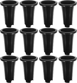 TIDTALEO 12pcs Black Plastic Orchid Nursery Pot Set for Gardening and Replanting, Breathable Pp Material with Practical Drainage and Rational Structure, Large Round Flower Planter