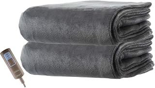 Sunbeam Premium Soft Electric Heated Throw Blanket Velveteen Plush, Washable with 3 Heat Settings and Auto Shut-Off, (Steel Gray)