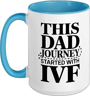 IVF In Vitro Fertilization Transfer Day Fertility IVF Dad Ceramic Mug, Blue/White, 15oz