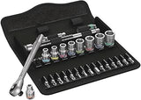 Wera 05004020001 8100 SA 10 Zyklop Imperial Metal Ratchet Set with Push-Through Square, 28 Piece, 1/4" Drive