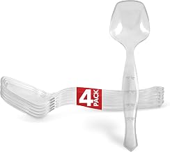 4 Count Disposable Serving Spoons, Clear Plastic Serving Spoons for Catering Weddings, Holiday Parties, and More, Large Plastic Serving Utensils for Buffet, Party Spoons, Stock Your Home