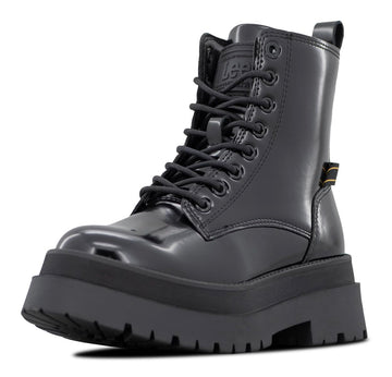 Women's Anya Patent Combat Boot by Lee – 9.5, Black Mono, Model W000055-9800