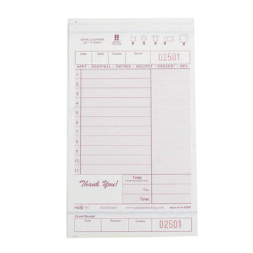 National Checking Company Carbonless Guest Check Board - 3 Part Maroon, 11 Line, 4.20 x 7.25 inch - 2000 per case.