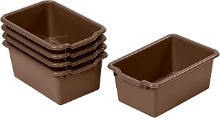 ECR4Kids Scoop Front Storage Bin, Multipurpose Organization, Chocolate, 5-Piece