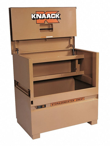 Storage master Jobsite Storage Chest with Large Dual Folding Doors by KNAACK – 30"L x 48"W x 49"H, Steel, Tan