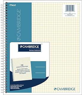 Cambridge Business Notebook, Quad Ruled Paper, 8-1/2" x 11", 70 Sheets, Wirebound, Ivory Paper (06194)
