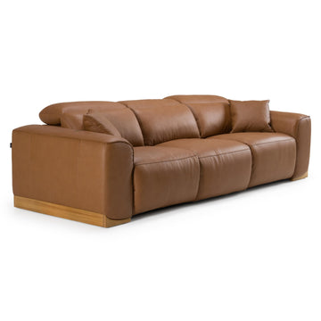 Hagerty - Modern Brown Leather Sofa with 2 Power Recliners by Limari Home – Foam, Brown, Model LIM-83136