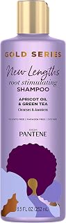 Pantene Gold Series New Lengths Root Stimulating Shampoo with Apricot Oil & Green Tea, for Natural, Textured, Curly, and Coily Hair, Sulfate-Free, Paraben Free, 8.5 Fl Oz