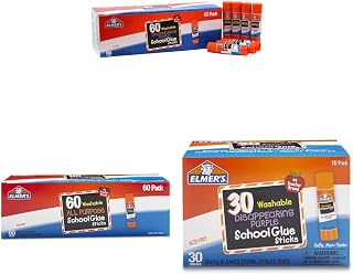 Elmer's Disappearing Purple School Glue Sticks, 60 Count & All Purpose School Glue Sticks, Washable, 7g, 60 Count & Disappearing Purple School Glue Sticks, 7 Grams, 30 Count