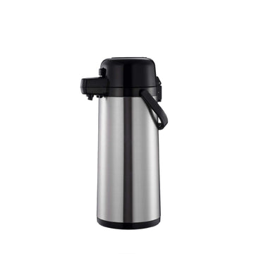 Airpot 2.5 Liter (84 Oz.) 8-1/4" X 6-1/2" X 15-1/3"H by Thunder Group – 84.5 Ounces, 2.5 liters, Stainless Steel, Silver/Black, Model ASPS325